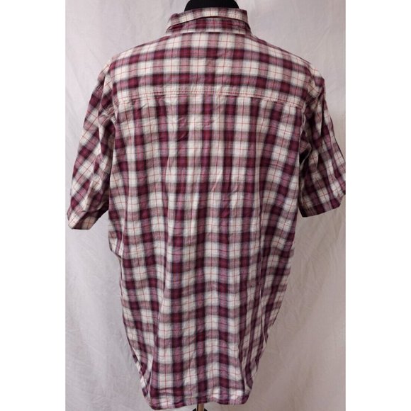 Wrangler Riggs Workwear Mens 3X Red Plaid Short Sleeve Button Up Heavy Shirt - Picture 8 of 11